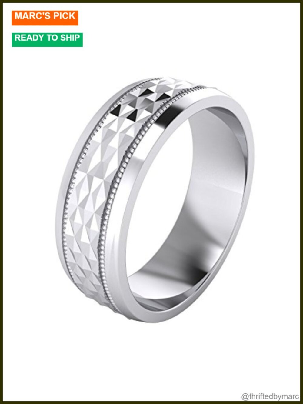 Sterling Silver Diamond Cut Wedding Band Comfort Fit Unisex 7mm